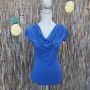 🌺Max Studio blue Cowl neck short sleeve blouse S